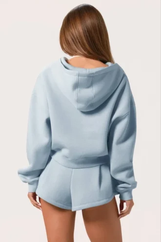 Oversized hettegenser med glidelås  i Powder Blue