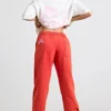 Oversized joggebukse i børstet jersey i rødt