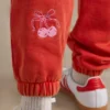 Oversized joggebukse i børstet jersey i rødt