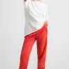 Oversized joggebukse i børstet jersey i rødt