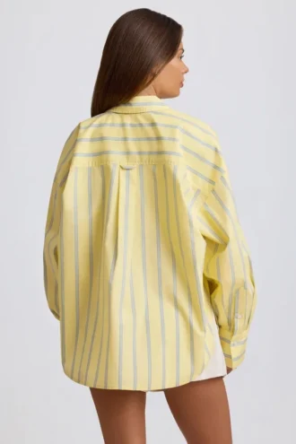 Oversized skjorte i bomullspoplin med striper i gule striper