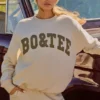 Oversized sweatshirt med rund hals i benhvit