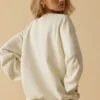 Oversized sweatshirt med rund hals i benhvit