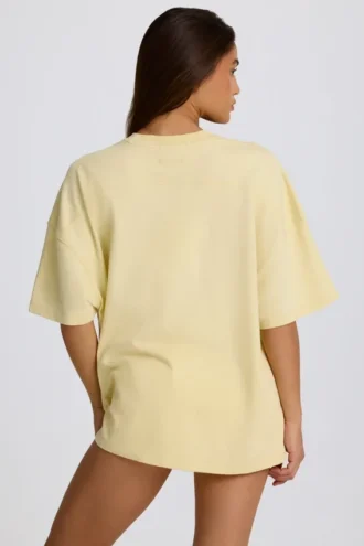 Oversized T-skjorte med grafisk trykk i sitron