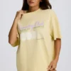 Oversized T-skjorte med grafisk trykk i sitron