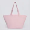 Oversized totebag i pudderrosa