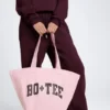Oversized totebag i pudderrosa