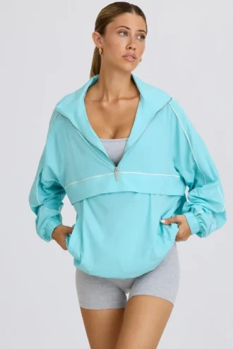 Oversized treningsjakke i aqua