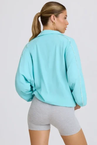Oversized treningsjakke i aqua