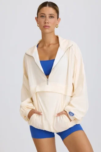 Oversized treningsjakke i hvitt
