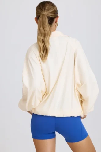 Oversized treningsjakke i hvitt