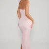 Palermo pyntet bandeau-maxikjole med cowl-hals i blush