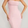 Palermo pyntet bandeau-maxikjole med cowl-hals i blush
