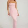Palermo pyntet bandeau-maxikjole med cowl-hals i blush