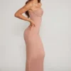 Palermo pyntet bandeau-maxikjole med krage i beige
