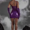 Pandora Cut Out Vinyl Corset Minikjoler i lilla