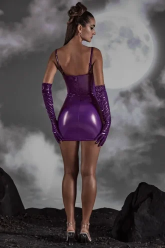 Pandora Cut Out Vinyl Corset Minikjoler i lilla