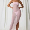 Papeete Ruched Bandeau Midi-kjole i myk rosa