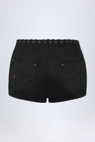 Parva snøringsshorts med middels høy midje i svart