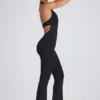 Pema Modal Lace-Trim Cut-Out Flared Jumpsuit i svart