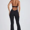 Pema Modal Lace-Trim Cut-Out Flared Jumpsuit i svart