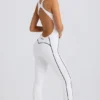 Petite Soft Active jumpsuit med åpen rygg i hvitt