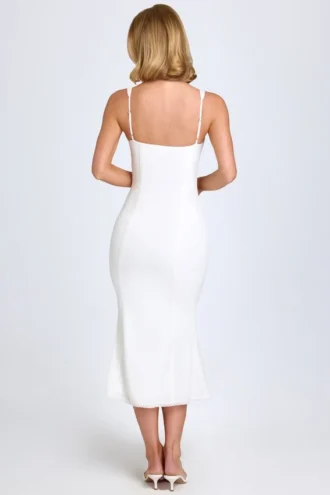 Petula Lace-Trim Midaxi-kjole i hvitt