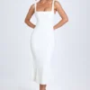 Petula Lace-Trim Midaxi-kjole i hvitt