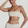 Pisa Embellished Cross Back Crop Top i hvitt