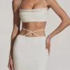 Pisa Embellished Cross Back Crop Top i hvitt