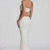 Pisa Embellished Cross Back Crop Top i hvitt
