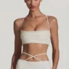 Pisa Embellished Cross Back Crop Top i hvitt