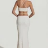 Pisa Embellished Cross Back Crop Top i hvitt