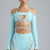 Pixie Embellished Cropped Shrug i isblå