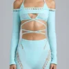 Pixie Embellished Cropped Shrug i isblå