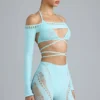 Pixie Embellished Cropped Shrug i isblå
