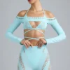 Pixie Embellished Cropped Shrug i isblå