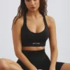 Plunge Neck Define Luxe Sports Bra i svart