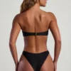 Praslin bandeau-bikinitopp med perler i svart