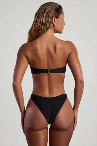 Praslin bandeau-bikinitopp med perler i svart