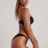 Praslin bandeau-bikinitopp med perler i svart