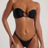 Praslin bandeau-bikinitopp med perler i svart