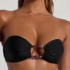 Praslin bandeau-bikinitopp med perler i svart
