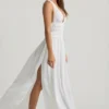 Pryana Plunge Cross-Back Maxi-kjole i hvitt