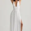 Pryana Plunge Cross-Back Maxi-kjole i hvitt