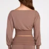 Quinn Modal off-shoulder langermet topp i mokka