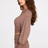 Quinn Modal off-shoulder langermet topp i mokka