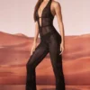 Ramona jumpsuit med pynt og dyp utringning i svart