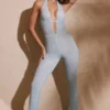 Ramona Petite Jumpsuit med dekor og dyp utringning i Aqua