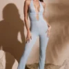 Ramona Petite Jumpsuit med dekor og dyp utringning i Aqua